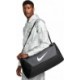 Szaro-czarna torba Nike Brasilia Duffel S 41 l z osobną komorą na buty i białym logo Nike