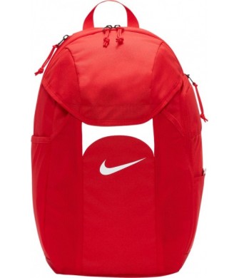 Czerwony plecak sportowy Nike Academy Team 2.3 30 l ze Storm-FIT, pokrowcem przeciwdeszczowym, kieszenią na piłkę i regulowanymi