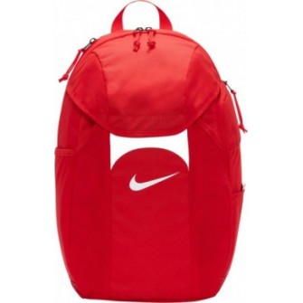 Czerwony plecak sportowy Nike Academy Team 2.3 30 l ze Storm-FIT, pokrowcem przeciwdeszczowym, kieszenią na piłkę i regulowanymi