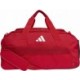 Czerwona torba sportowa Adidas Tiro League Duffel Small 25 l IB8661 z białym logo, wentylowaną przegrodą i paskiem na ramię