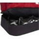 Czerwona torba sportowa Adidas Tiro League Duffel Small 31 l z dolną komorą na buty, białym logo i regulowanym paskiem