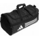 Czarna torba sportowa adidas Essentials Training Duffel S 33 l z przegrodą na buty, regulowanym paskiem i białym logo adidas