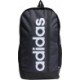 Granatowy plecak sportowy Adidas Essentials Linear 23 l z białym logo, bocznymi kieszeniami, regulowanymi szelkami i powlekanym 