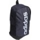 Granatowy plecak sportowy Adidas Essentials Linear 23 l z białym logo, bocznymi kieszeniami, regulowanymi szelkami i powlekanym 