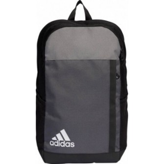 Czarno-szary plecak sportowy Adidas Motion Badge of Sport 19 l z dwiema komorami, bocznymi kieszeniami i regulowanymi szelkami