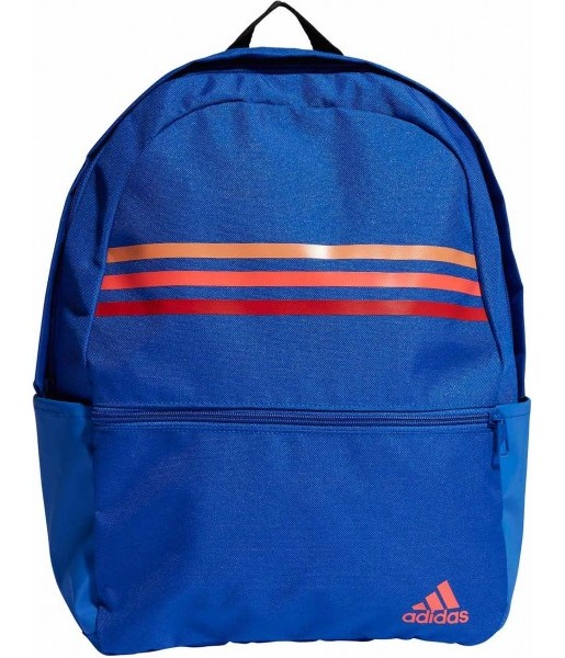 Niebieski plecak sportowy Adidas Classic Horizontal 3-Stripes 28 l z piórnikiem, przednią kieszenią i regulowanymi szelkami