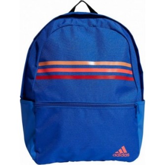 Niebieski plecak sportowy Adidas Classic Horizontal 3-Stripes 28 l z piórnikiem, przednią kieszenią i regulowanymi szelkami