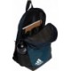 Czarno-niebieski plecak sportowy Adidas Motion Badge of Sport 19 l z dwiema komorami, bocznymi kieszeniami i regulowanymi szelka