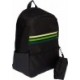 Czarno-zielony plecak sportowy Adidas Classic Horizontal 3-Stripes 28 l z piórnikiem, przednią kieszenią i regulowanymi szelkami