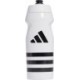 Biały bidon sportowy Adidas Tiro Bottle 500 ml z czarnym logo, boczną skalą, szerokim otworem, zakrętką i wygodnym ustnikiem