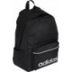 Czarny plecak sportowy Adidas Linear Essentials 20 l z białym logo, przednią kieszenią, bocznymi kieszeniami i regulowanymi szel