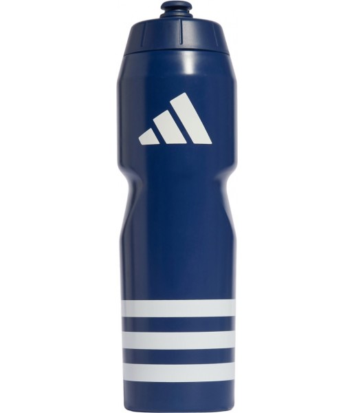 Granatowy bidon sportowy Adidas Tiro Bottle 750 ml IW8154 z białym logo, szerokim otworem, ustnikiem i boczną skalą pojemności