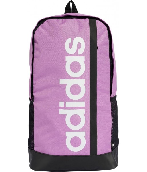 Różowy plecak sportowy Adidas Essentials Linear 23 l IZ1902 z czarnym spodem, bocznymi kieszeniami i regulowanymi, miękkimi szel