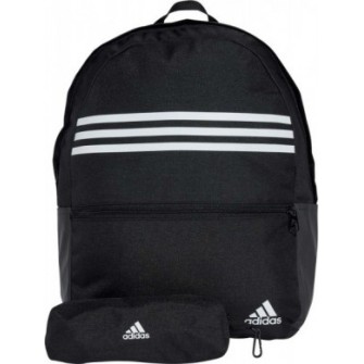 Czarny plecak sportowy Adidas Classic Horizontal 3-Stripes 28 l z piórnikiem, przednią kieszenią i regulowanymi szelkami