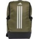 Oliwkowy plecak sportowy Adidas Essentials 3-Stripes TR BP 23 l IZ1909 z białymi paskami, kieszenią na laptopa i powlekanym spod