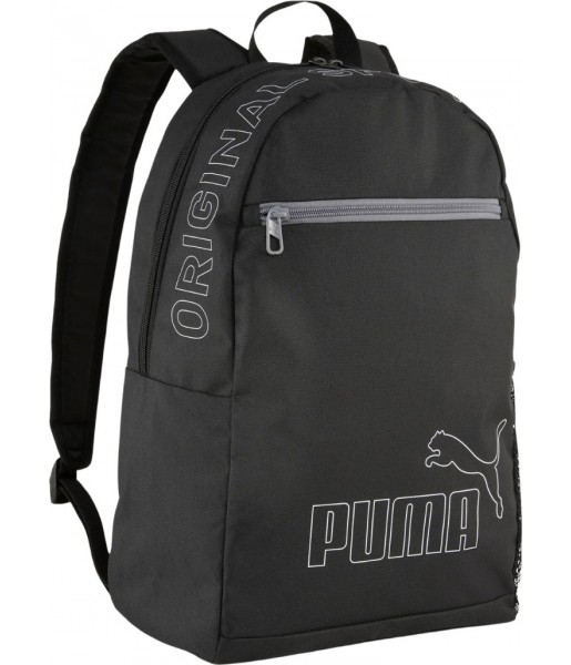 Czarny plecak sportowy Puma Phase II 20 l 091166-01 z dużym logo, przednią kieszenią, boczną kieszenią i regulowanymi szelkami