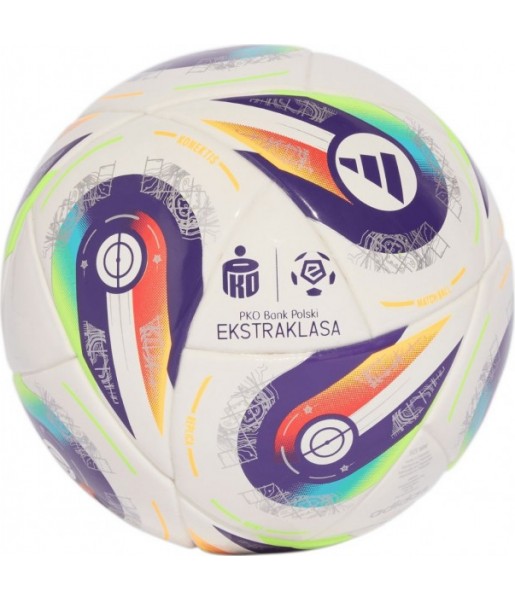 Kolorowa mini piłka nożna Adidas Ekstraklasa rozmiar 1 JY1296 z wielobarwną grafiką, piankowym rdzeniem i nadrukowanym logo ligi