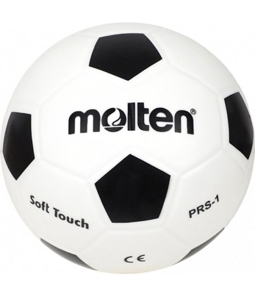 Piłka nożna gumowa Molten PRS-1 19 cm biało-czarna, miękka powierzchnia Soft Touch dla dzieci i początkujących
