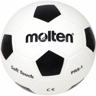 Piłka nożna gumowa Molten PRS-1 19 cm biało-czarna, miękka powierzchnia Soft Touch dla dzieci i początkujących