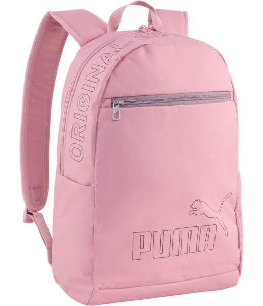 Różowy plecak sportowy Puma Phase II 20 l 091166-17 z dużym logo, przednią kieszenią, boczną kieszenią i regulowanymi szelkami