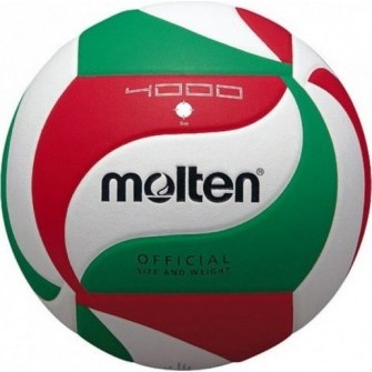 Biało-czerwono-zielona piłka siatkowa Molten V4M4000 r. 4 z 18-panelową konstrukcją i logo Molten