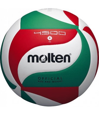 Piłka Siatkowa Molten V4M4500 Rozmiar 4 Biało-Czerwono-Zielona