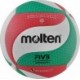 Biało-czerwono-zielona meczowa piłka siatkowa Molten V5M5000 rozmiar 5 z technologią FLISTATEC, 18 panelami i logo FIVB Approved