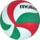 Biało-czerwono-zielona piłka siatkowa Molten V5M4500 r. 5 z 18-panelową konstrukcją i logo Molten