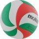 Biało-czerwono-zielona piłka siatkowa Molten V5M4000 rozmiar 5 z 18-panelową konstrukcją i miękką syntetyczną powierzchnią