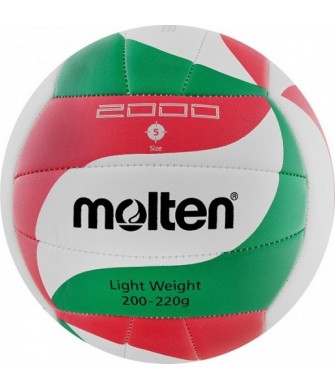 Piłka siatkowa Molten V5M2000-L Light r.5 biało-czerwono-zielona, lekka 200–220 g z miękką powierzchnią PU