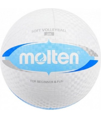 Piłka siatkowa Molten Soft DX S2V1550-WC r.5 biało-niebieska, lekka i wodoodporna, z miękkiej gumy