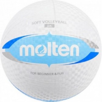 Piłka siatkowa Molten Soft DX S2V1550-WC r.5 biało-niebieska, lekka i wodoodporna, z miękkiej gumy
