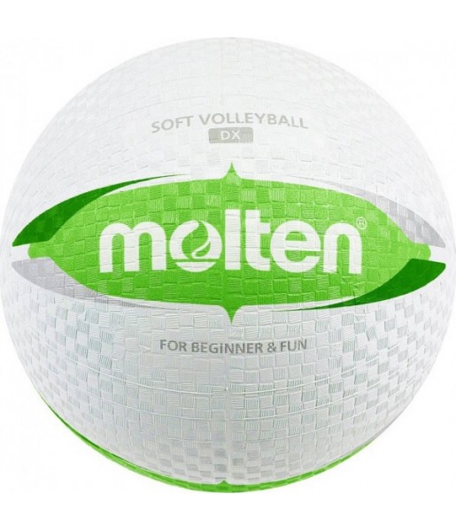 Piłka siatkowa Molten Soft DX S2V1550-WG biało-zielona, miękka i wodoodporna