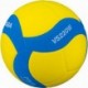 Żółto-niebieska piłka siatkowa Mikasa VS220W-Y-BL r. 5 z miękką powierzchnią EVA i logo Mikasa