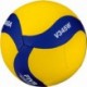 Żółto-niebieska piłka siatkowa Mikasa V345W FIVB r. 5 dla dzieci z technologią TwinSTLock i logo Mikasa