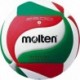 Biało-zielono-czerwona piłka siatkowa Molten V5M2200 r. 5 z 18-panelową konstrukcją i logo Molten
