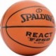 Pomarańczowa piłka do koszykówki Spalding React TF-250 76801Z r. 7 z czarnymi kanałami, fakturowaną powierzchnią i logo Spalding