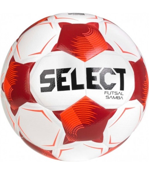 Biało-czerwona piłka nożna halowa Select Futsal Samba 320010 r. 4 z logo Select i czarnymi detalami