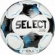 Biało-czarno-niebieska piłka nożna halowa Select Futsal Master 310019 r. 4 z ręcznie szytą konstrukcją i logo Select