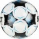 Biało-czarno-niebieska piłka nożna halowa Select Futsal Master 310019 r. 4 z ręcznie szytą konstrukcją i logo Select