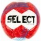 Czerwono-biało-granatowa piłka ręczna Select Ultimate Superliga V26 Mini 441166 r. 0 z logo Select i oznaczeniem EHF