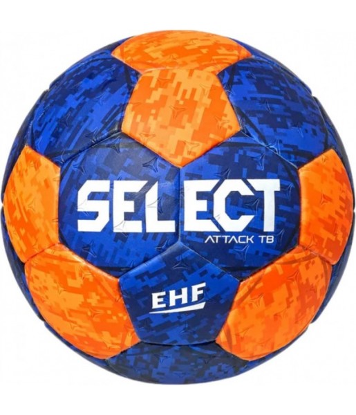Niebiesko-pomarańczowa piłka ręczna Select Attack TB V22 210031 r. 0 z logo Select i oznaczeniem EHF