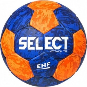 Niebiesko-pomarańczowa piłka ręczna Select Attack TB V22 210031 r. 0 z logo Select i oznaczeniem EHF