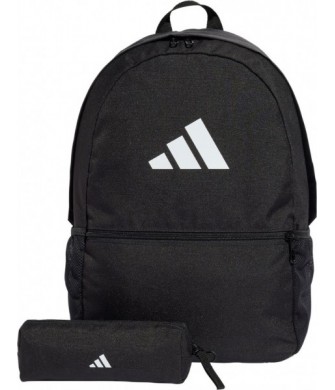 Czarny plecak Adidas With Pencil Case 23 l JI8081 z białym logo, regulowanymi szelkami i osobnym piórnikiem zapinanym na zamek