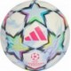 Biało-błękitna piłka nożna Adidas UCL Pro 26/27 League Stage KE9757 rozmiar 5 z kolorowymi gwiazdami i logo Ligi Mistrzów UEFA