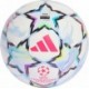 Biało-błękitna piłka nożna halowa Adidas UCL Pro Sala KE9772 rozmiar 4 z kolorowymi gwiazdami i logo UEFA Champions League