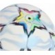 Biało-błękitna piłka nożna halowa Adidas UCL Pro Sala KE9772 rozmiar 4 z kolorowymi gwiazdami i logo UEFA Champions League