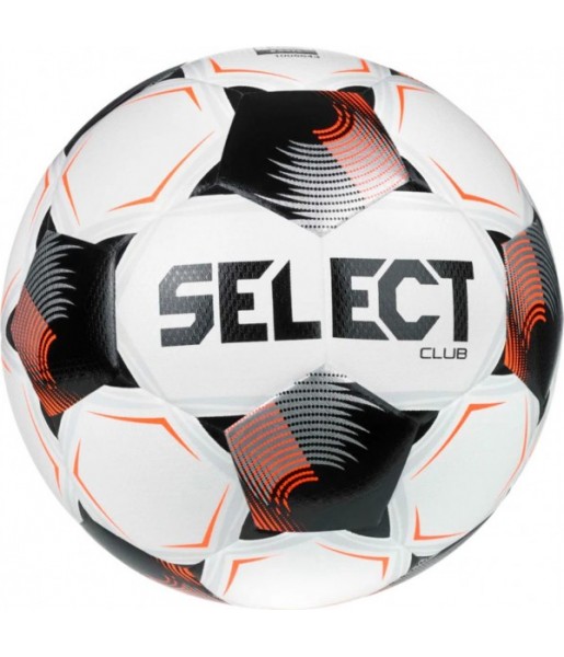 Biało-czarno-pomarańczowa piłka nożna Select Club V26 FIFA Basic rozmiar 5 z konstrukcją Dual Bonded i dużym logo Select