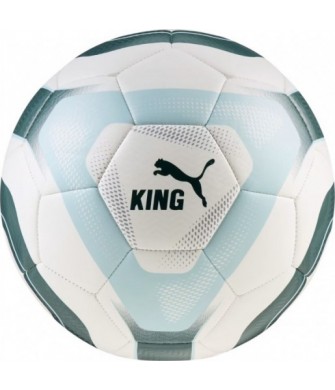 Piłka nożna Puma MCFC King 085013 01 r.5 biało-zielono-niebieska, szyta maszynowo z 32 paneli