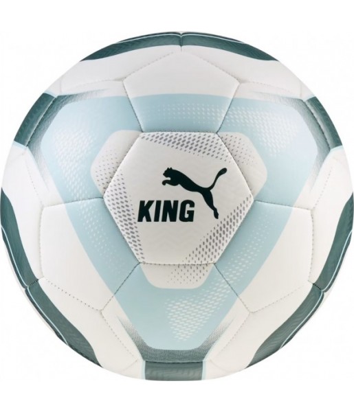 Piłka nożna Puma MCFC King 085013 01 r.5 biało-zielono-niebieska, szyta maszynowo z 32 paneli